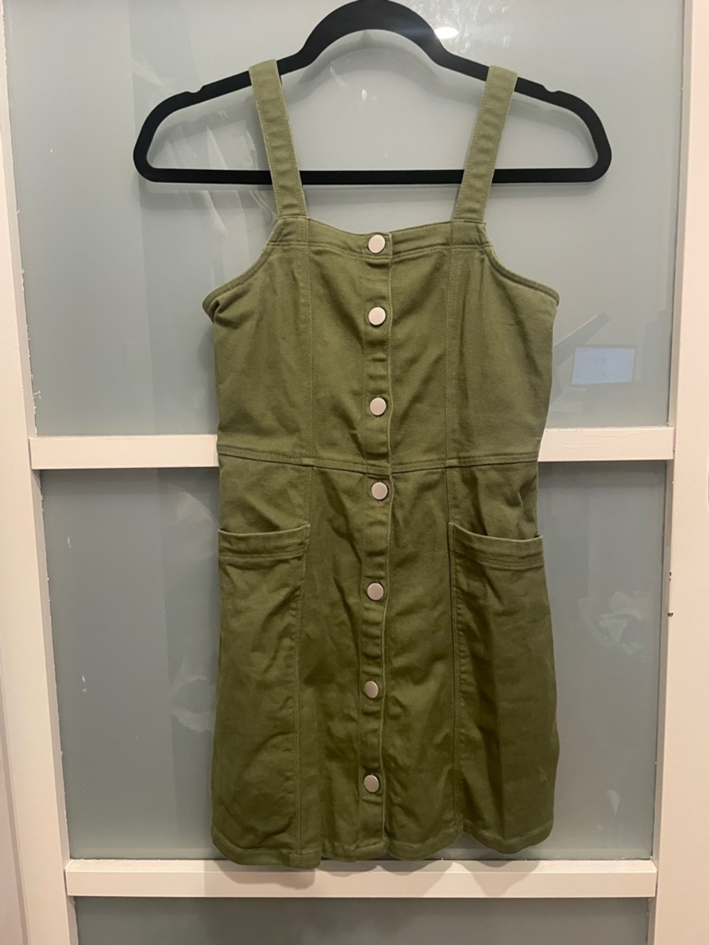 Nordstrom Kids Girls Casual Green Jumper Dress, Denim Overalls Jumper, 12, EUC